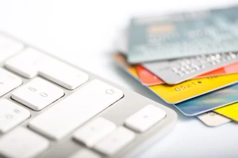 Credit card on a computer keyboard Foto stock