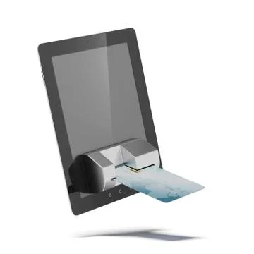 Credit card connected to tablet pc Stock Illustration
