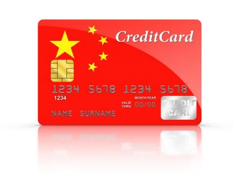 Credit card covered with china flag. Stock Illustration