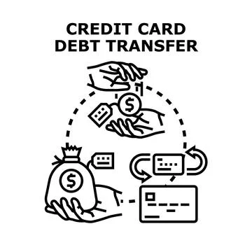 Credit card debt transfer process abstract concept Stock Illustration