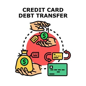 Credit card debt transfer process abstract concept Stock Illustration