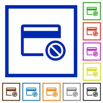 Credit card disabled flat framed icons Illustrazione stock