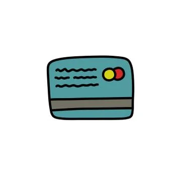 Credit card doodle icon, vector color illustration Stock Illustration