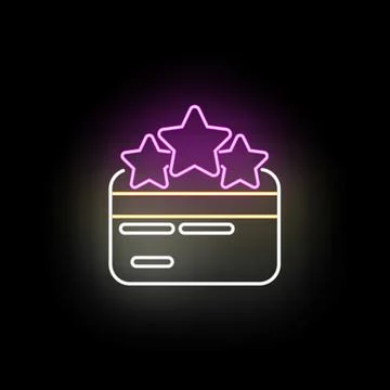 Credit card earning loyalty points glowing neon icon Stock Illustration