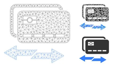 Credit Card Exchange Vector Mesh Wire Frame Model and Triangle Mosaic Icon Stock Illustration
