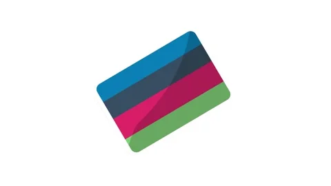 A credit card featuring a blue stripe and a pink stripe across its surface. Stock Footage 332531613