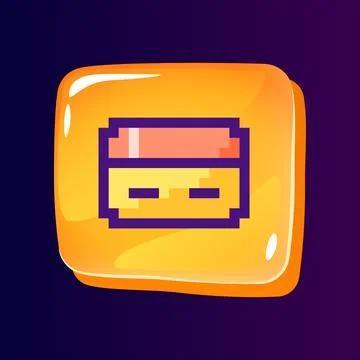 Credit card glossy ui button with pixelated color icon Illustrazione stock