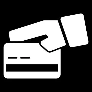 Credit card in hand vector icon. Black and white card illustration. Solid linear Stock Illustration
