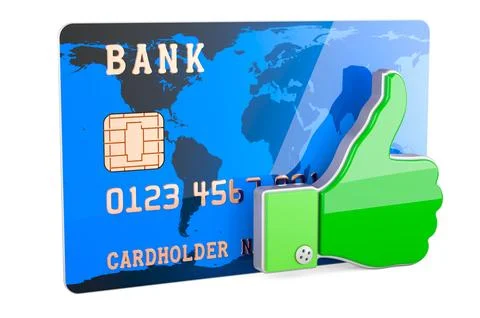 Credit Card with like icon, 3D rendering Stock Illustration