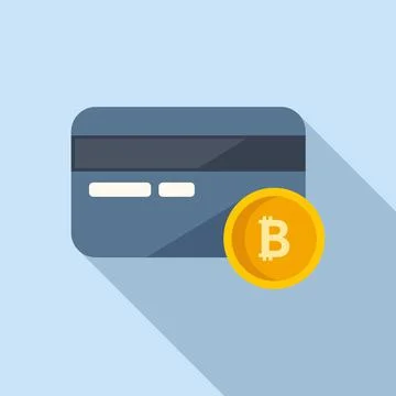 Credit card icon flat vector. Bitcoin money 스톡 일러스트