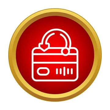 Credit card icon with refund arrow representing money back Stock Illustration