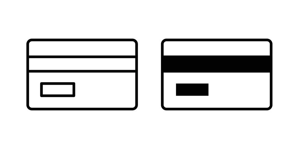Credit card icon solid, line, and editable vector set. Stock Illustration
