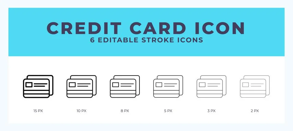 Credit card icon vector for web. And mobile app. Editable stroke outline icon Stock Illustration