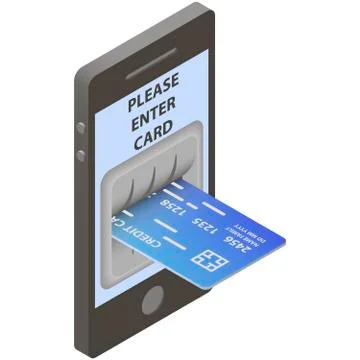 Credit card in input of ATM Stock Illustration
