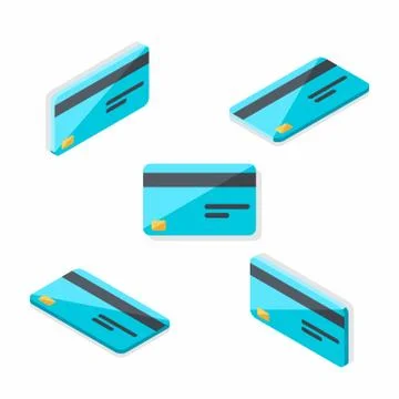 Credit card Isometric &amp; Flat - Shadow icon vector. Stock Illustration