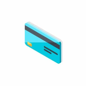 Credit card left view - Shadow icon vector isometric. Stock Illustration