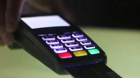Credit card machine chip and pin Stock Footage