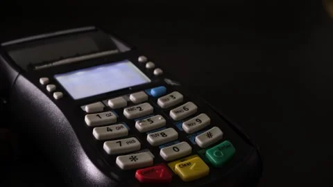 Credit card machine for payment transactions close up Stock Footage 160549072