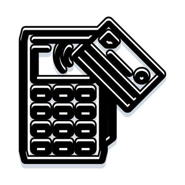 Credit card machine processing a contactless payment transaction Illustrazione stock
