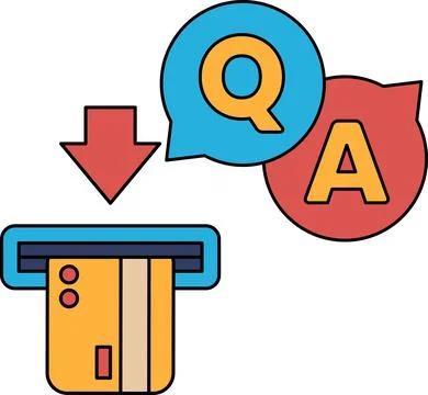 A credit card machine with a question mark and an A on it Stock Illustration