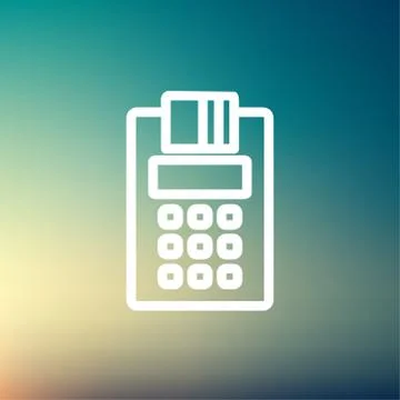 Credit Card Machine roll thin line icon Illustrazione stock