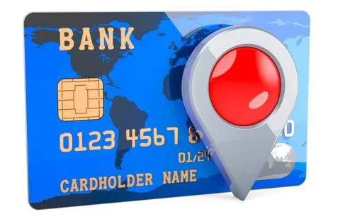 Credit Card with map pointer. 3D rendering Credit Card with map pointer. 3... 写真素材