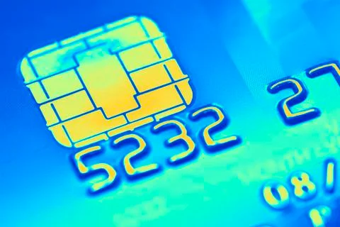 Credit card microchip, computer artwork Stock-Illustration