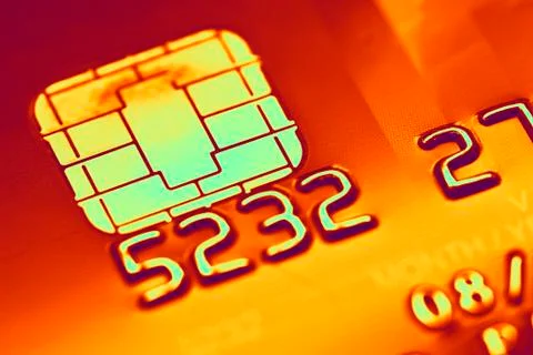 Credit card microchip, computer artwork Stock-Illustration