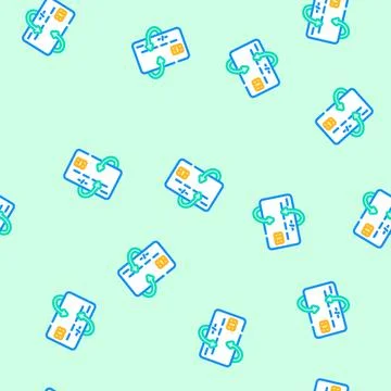 Credit card money saving vector seamless pattern Illustrazione stock
