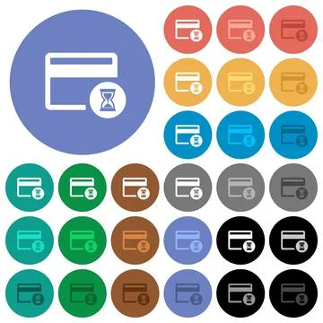 Credit card operation in progress round flat multi colored icons Illustrazione stock
