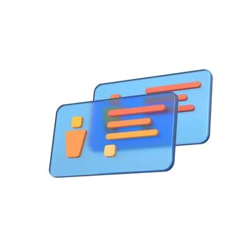 Credit card or user id card icon on speech glassmorphism bubble realistic s.. Stock Illustration