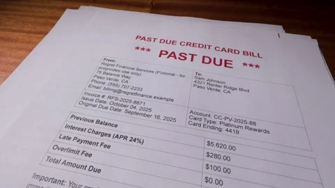 Credit Card Past Due Statement Payment Reminder Notice 3 Video stock 318423244