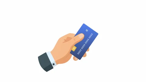 Credit Card Payment Animation with Hand Holding Bank Card Stock Footage 337174331