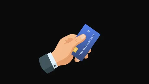 Credit Card Payment Animation with Hand Holding Bank Card Stock Footage 337174337