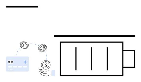 Credit card payment processing and budget management visual metaphor emphas.. Illustrazione stock