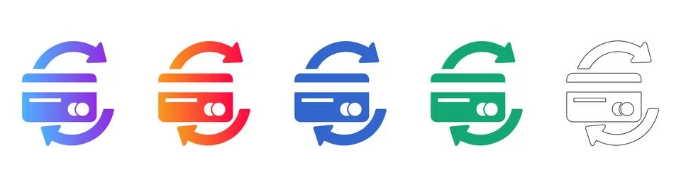 Credit Card Payment Processing Icons Stock Illustration