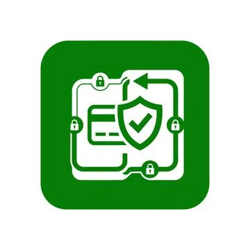 Credit card payment security green icon showcasing financial transaction pr.. Illustrazione stock