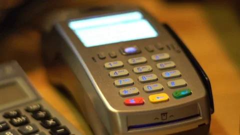 Credit card payment terminal Stock Footage