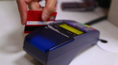 Credit card payment terminal. Transfer payment Stock Footage