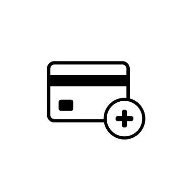 Credit card with plus sign. Adding concept. Vector on isolated white backgrou Stock Illustration