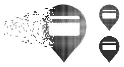 Credit Card Pointer Dissipated Pixel Halftone Icon Stock Illustration