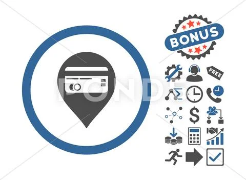 Credit Card Pointer Flat Vector Icon With Bonus