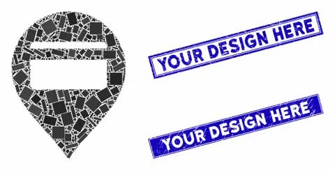 Credit Card Pointer Mosaic and Grunge Rectangle Stamp Seals Stock Illustration