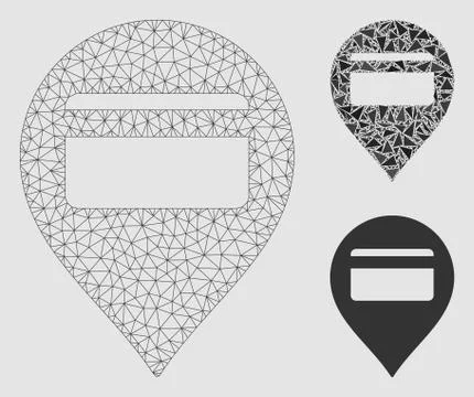 Credit Card Pointer Vector Mesh Network Model and Triangle Mosaic Icon Illustrazione stock