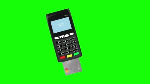 Credit card with POS machine animation loop on green screen Stock Footage 314161814