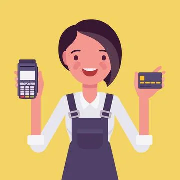 Credit card processing service and system, happy girl Stock Illustration