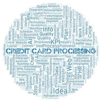 Credit Card Processing typography word cloud create with the text only. イラスト素材