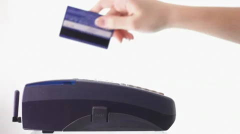 Credit Card Reader against the White Background Stock Footage 10738745