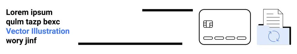 Credit card reader and document with circular arrow icon nearby. Ideal for fi 스톡 일러스트