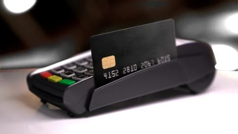 Credit Card Reader with card passed. 3d illustration Stock Illustration